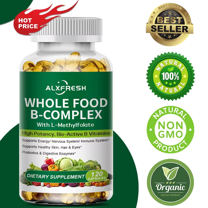 Vitamin B Complex Capsules Promote Energy Metabolism Relieve Fatigue Improve Memory Mood Anxiety Improve Skin Hair Nail Health