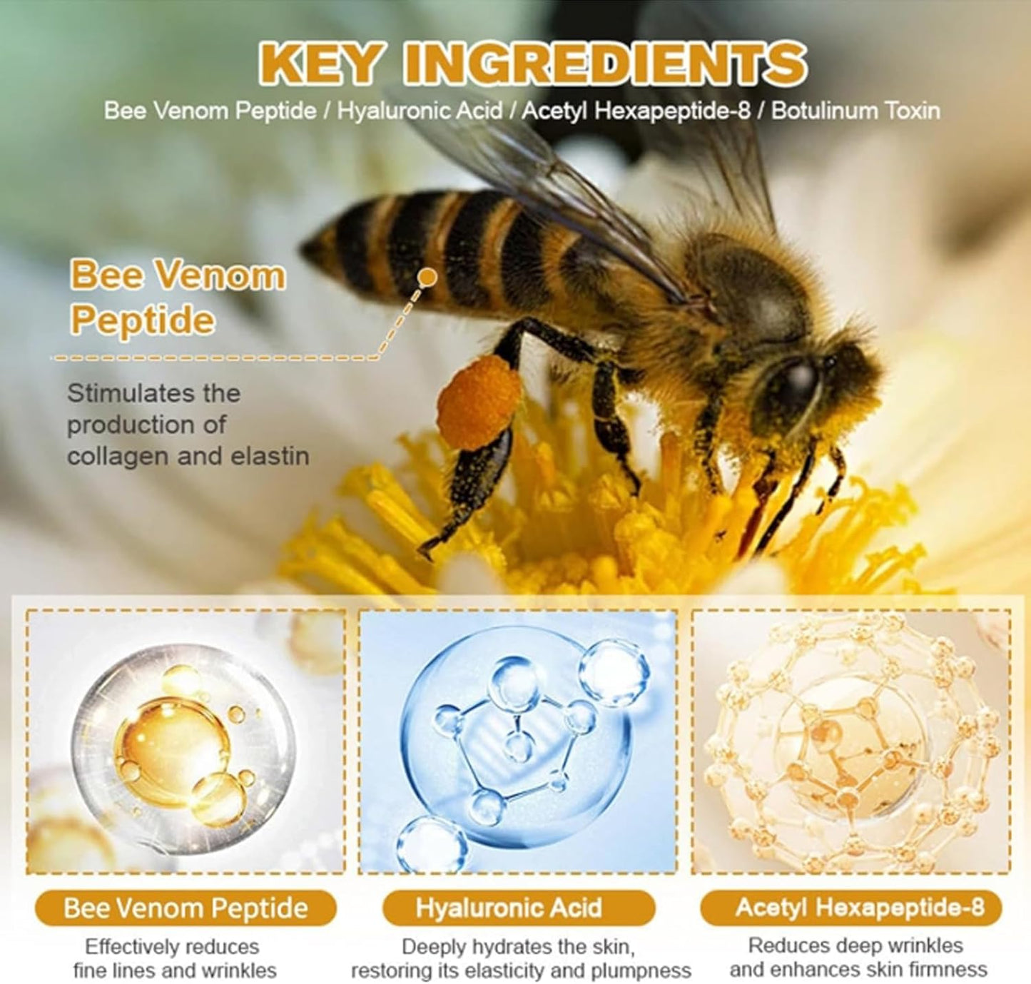 Bee Venom Anti-Wrinkle Cream,Bee Venom Skin Treatment Cream,Anti Wrinkle Cream,Boto-X Bee Venom Wrinkle Removal Cream,Bee Venom Cream for Neck & Face,Face Moisturizer,Bee Venom Firming Body Cream