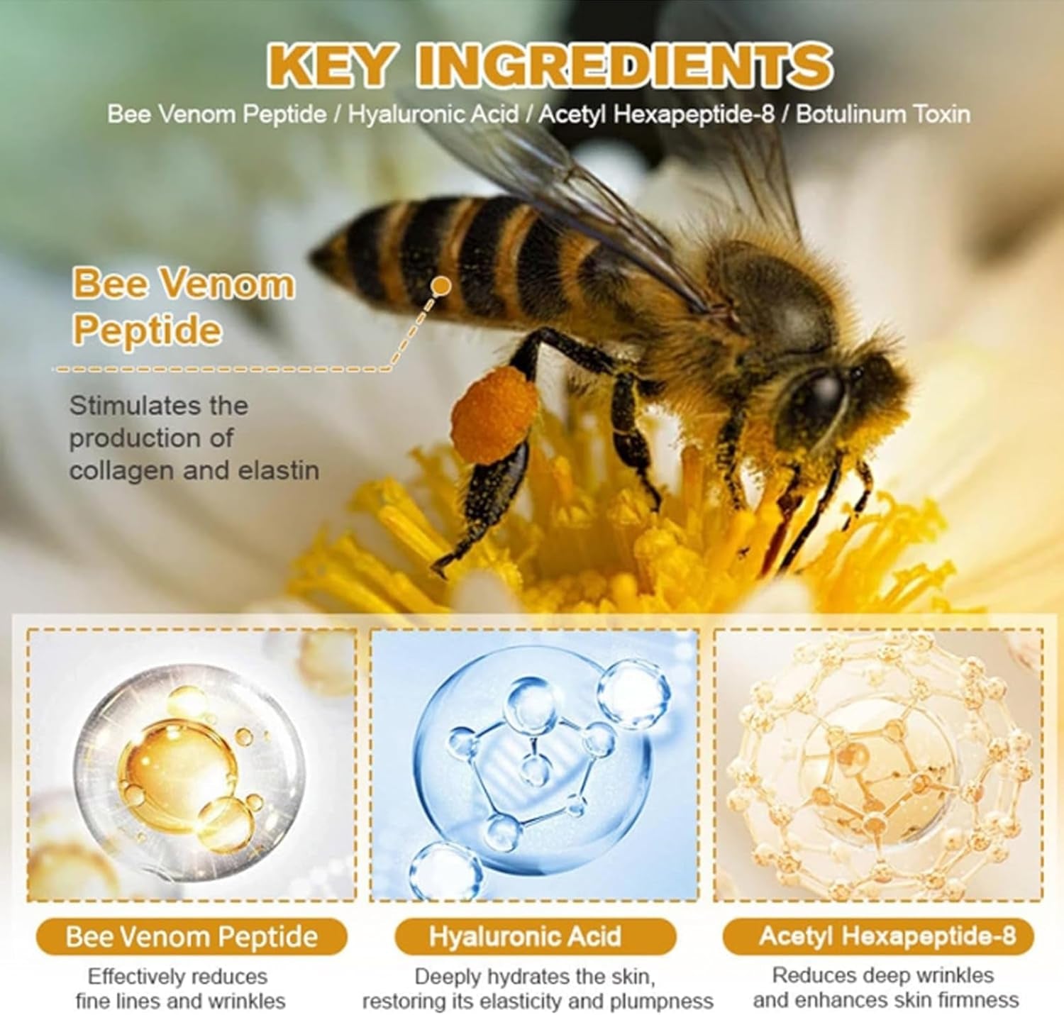 Bee Venom Anti-Wrinkle Cream,Bee Venom Skin Treatment Cream,Anti Wrinkle Cream,Boto-X Bee Venom Wrinkle Removal Cream,Bee Venom Cream for Neck & Face,Face Moisturizer,Bee Venom Firming Body Cream