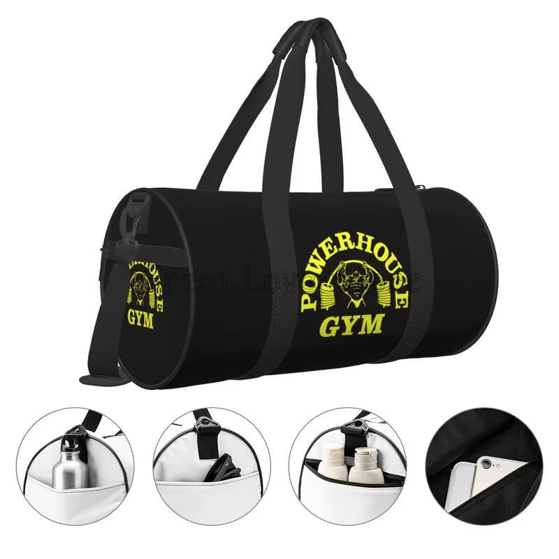 Powerhouse Gym Print round Travel Duffel Bag Weekender Overnight Handbag Portable Waterproof Luggage Tote Bag for Yoga Gym Sport
