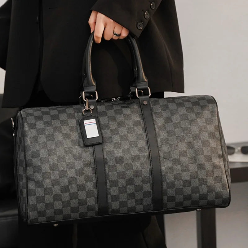 Men'S Fashion Plaid Multifunctional Wear Resistant Waterproof Large Capacity Travel Business Luggage Bag Handbag Shoulder Bag