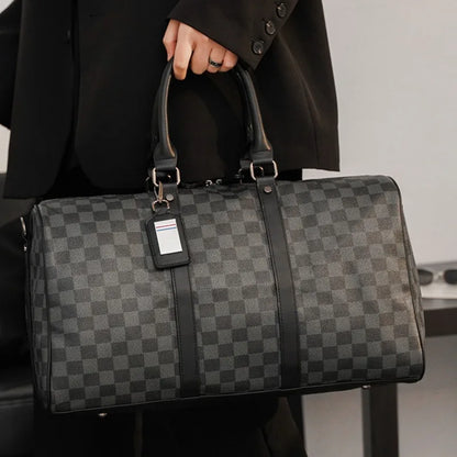 Men'S Fashion Plaid Multifunctional Wear Resistant Waterproof Large Capacity Travel Business Luggage Bag Handbag Shoulder Bag