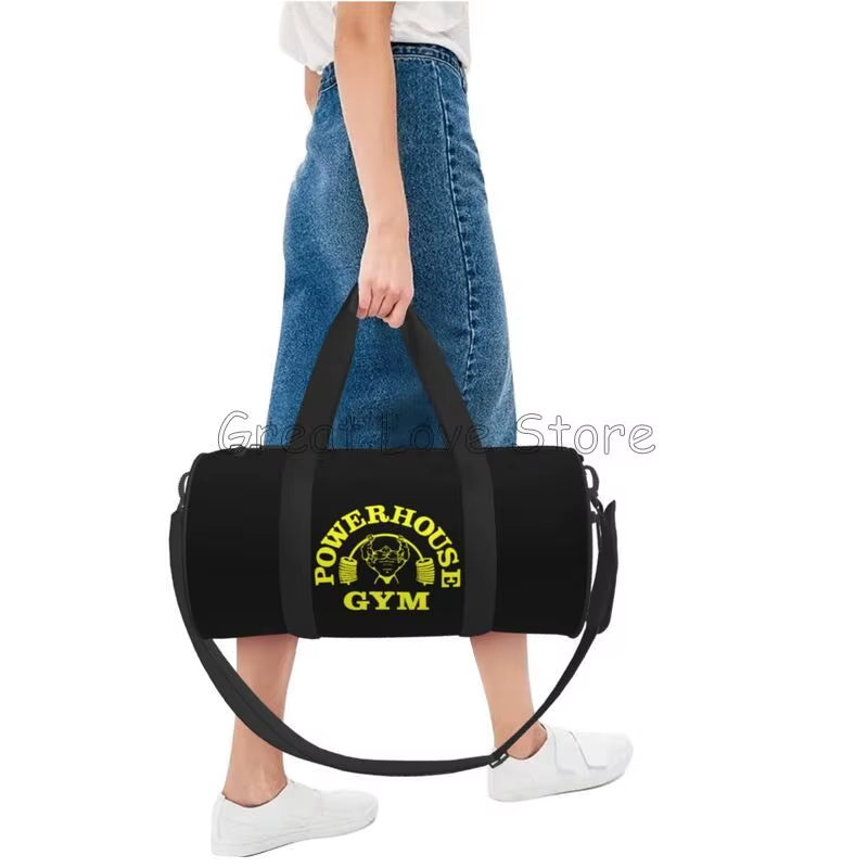 Powerhouse Gym Print round Travel Duffel Bag Weekender Overnight Handbag Portable Waterproof Luggage Tote Bag for Yoga Gym Sport